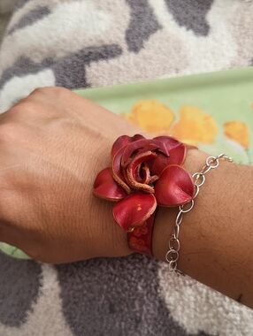 Handcrafted Artisinal Mexican Tooled  Leather Bracelet - Adjustable 2 Snaps